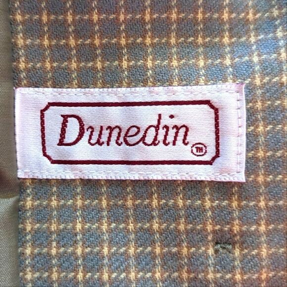 Vintage Dunedin Pure New Wool 14 Green and Beige Plaid Jacket - Picture 11 of 12